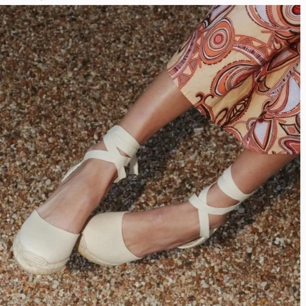 2 pair Christian Louboutin Brown Espadrille Flats with Ankle Ties